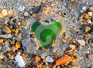 Green Sea Glass Heart