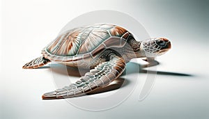 Green sea turtle isolated on a white background, generative AI