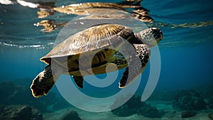 a green sea turtle swimming in the ocean Journey of the Shell Exploring the World of Turtles