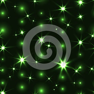 Green seamless background with shiny Christmas chain