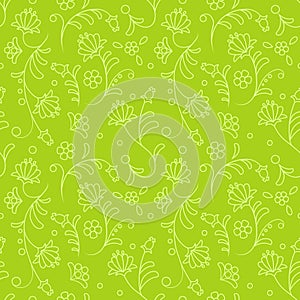 Green seamless floral pattern