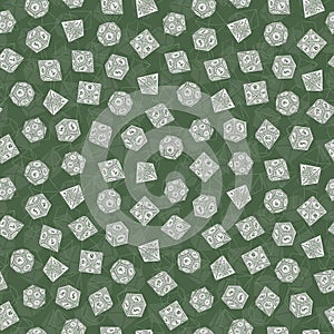 Green Pattern of D4, D6, D8, D10, D12, and D20 Dice for Board Games photo