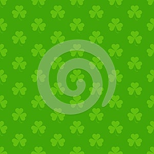 Green seamless pattern with Saint Patricks shamrock symbols