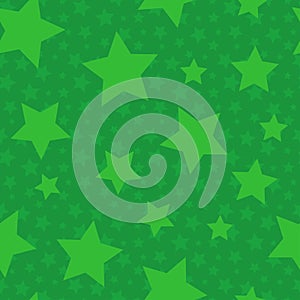 Green Seamless Pattern with Stars