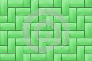 Green seamless subway herringbone tile pattern. Brick background