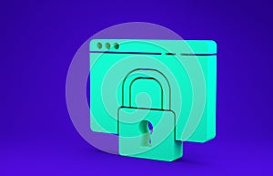 Green Secure your site with HTTPS, SSL icon isolated on blue background. Internet communication protocol. 3d