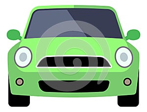 Green sedan icon. Car logo. Auto front view