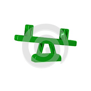 Green Seesaw icon isolated on transparent background. Teeter equal board. Playground symbol.