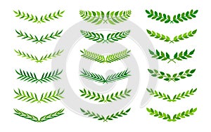 Green semicircular form vintage wreath set vector