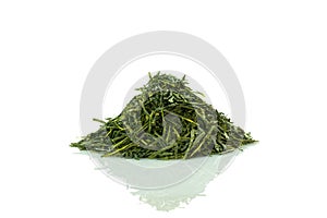 Green sencha tea isolated on white background