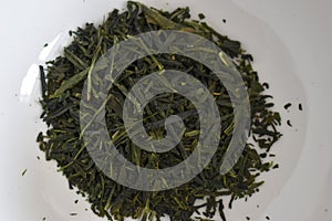 Green sencha tea leaves - can be used as a background