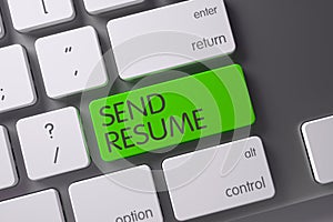 Green Send Resume Button on Keyboard. 3D.