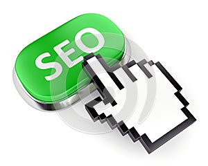 Green SEO button and hand cursor