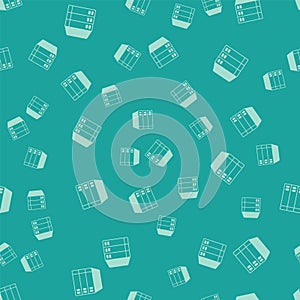 Green Server, Data, Web Hosting icon isolated seamless pattern on green background. Vector