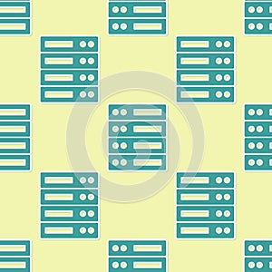 Green Server, Data, Web Hosting icon isolated seamless pattern on yellow background. Vector