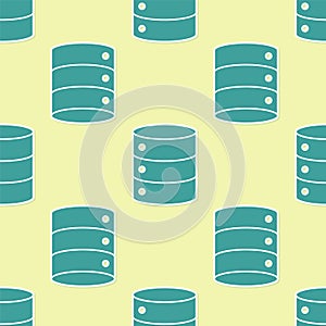 Green Server, Data, Web Hosting icon isolated seamless pattern on yellow background. Vector Illustration