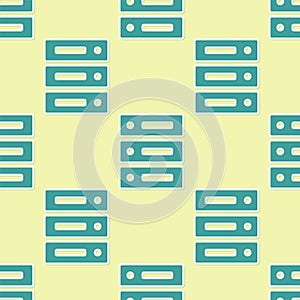Green Server, Data, Web Hosting icon isolated seamless pattern on yellow background. Vector Illustration