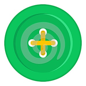 Green sewing button icon isolated