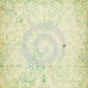 Green shabby chic vintage damask texture photo