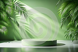 Green Shadow Background Studio Room Photo Empty Gradient Leaf Floor Wall Backdrop Muslin Design Canvas Surface Texture Podium 3D photo