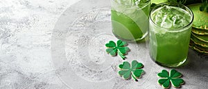 green shamrock cookies and refreshing green drink for st. patrick\'s day photo