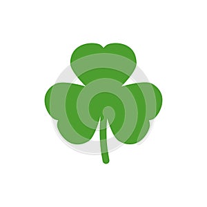 Green Shamrock illustration isolated on white. Clover three leaf flower. St Patrick day .