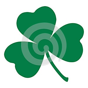 Green Shamrock leave icon isolated on background. Happy patricks flat pictogram concept. Trendy Sim