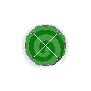 Green Shamrock sign. Shamrock icon. Four leaf clover logo