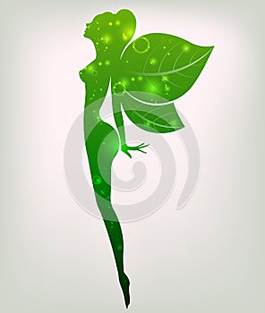 Green shape of beautiful woman icon cosmetic and spa, logo women on white background,