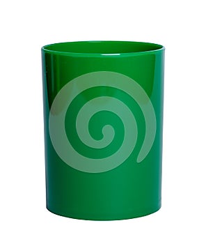 Green shiny Plastic cup for pencil - Stock Image
