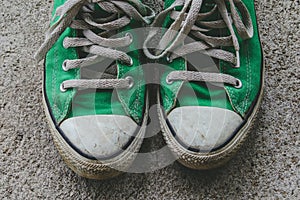 Green shoe, sneakers with filter effect retro vintage style