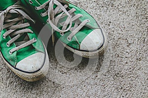 Green shoe, sneakers with filter effect retro vintage style