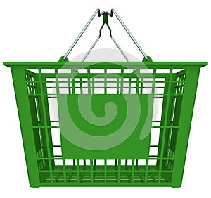 Green Shopping Basket Isolated on White