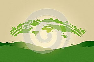 Green silhouette forest nature landscape background.Ecology and Environment sustainable developmen concept.Flat vector