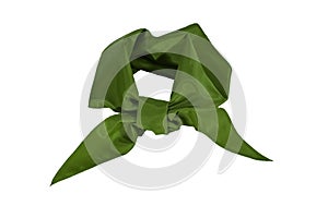 Green silk scarf isolate on white background