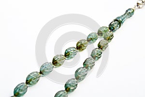 Green and silver beads sequenced, short rosary, tespih tesbih