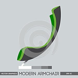 Green and silver modern armchair over light background