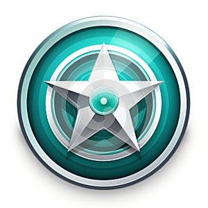 a green and silver star icon on a white background