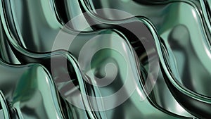 Green Sine wave mirrored metal plate Abstract, dramatic, modern, luxurious and exclusive 3D rendering graphic design elemental