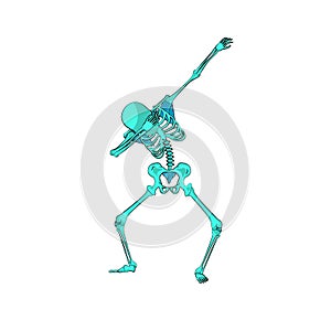 Green skeleton character dancing dab step