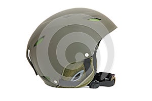 Green ski helmet