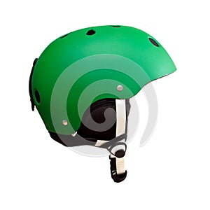 Green ski helmet.