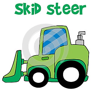 Green skid steer cartoon vector