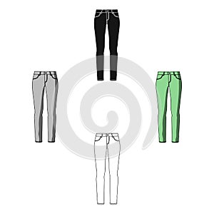 Green skinny pants for women. Women s clothes for a walk.Women clothing single icon in cartoon,black style vector symbol