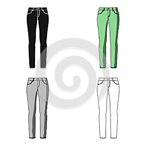 Green skinny pants for women. Women`s clothes for a walk.Women clothing single icon in cartoon style vector symbol stock