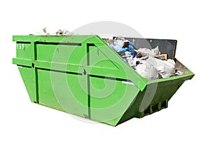 Green skip dumpster for municipal waste