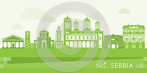 Green Skyline panorama of City of Nis, Serbia photo