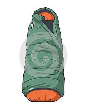 Green sleeping bag equipment