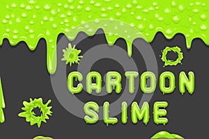 Green slime flowing dripping liquid seamless cartoon design vector illustration