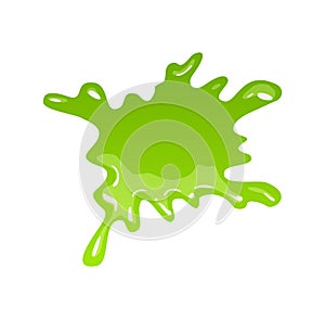 Green slime. Goo blob splashes, toxic dripping mucus. Slimy splodge and drops, liquid borders. Cartoon isolated vector